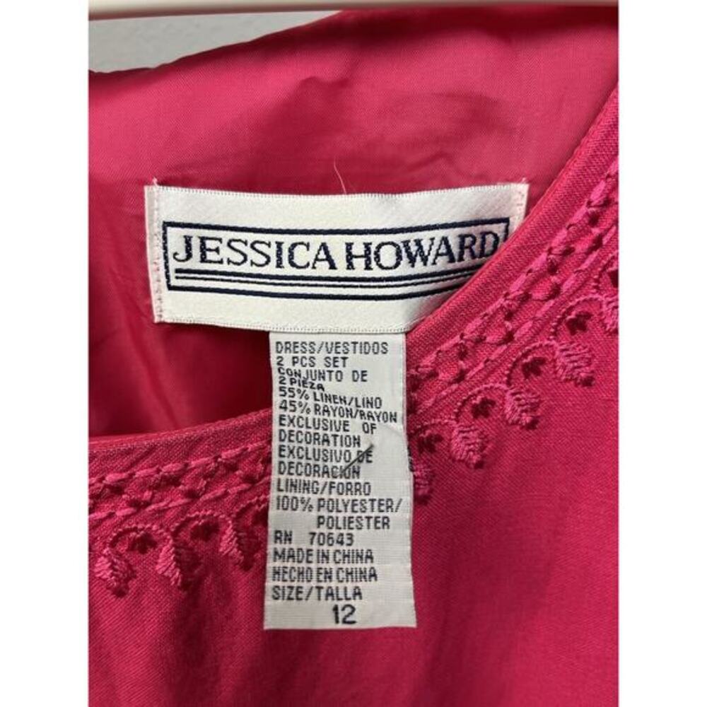 Jessica Howard Maxi Dress Size 12 Pink w/ Embroidered‎ Floral Design Sleeveless - Picture 4 of 6
